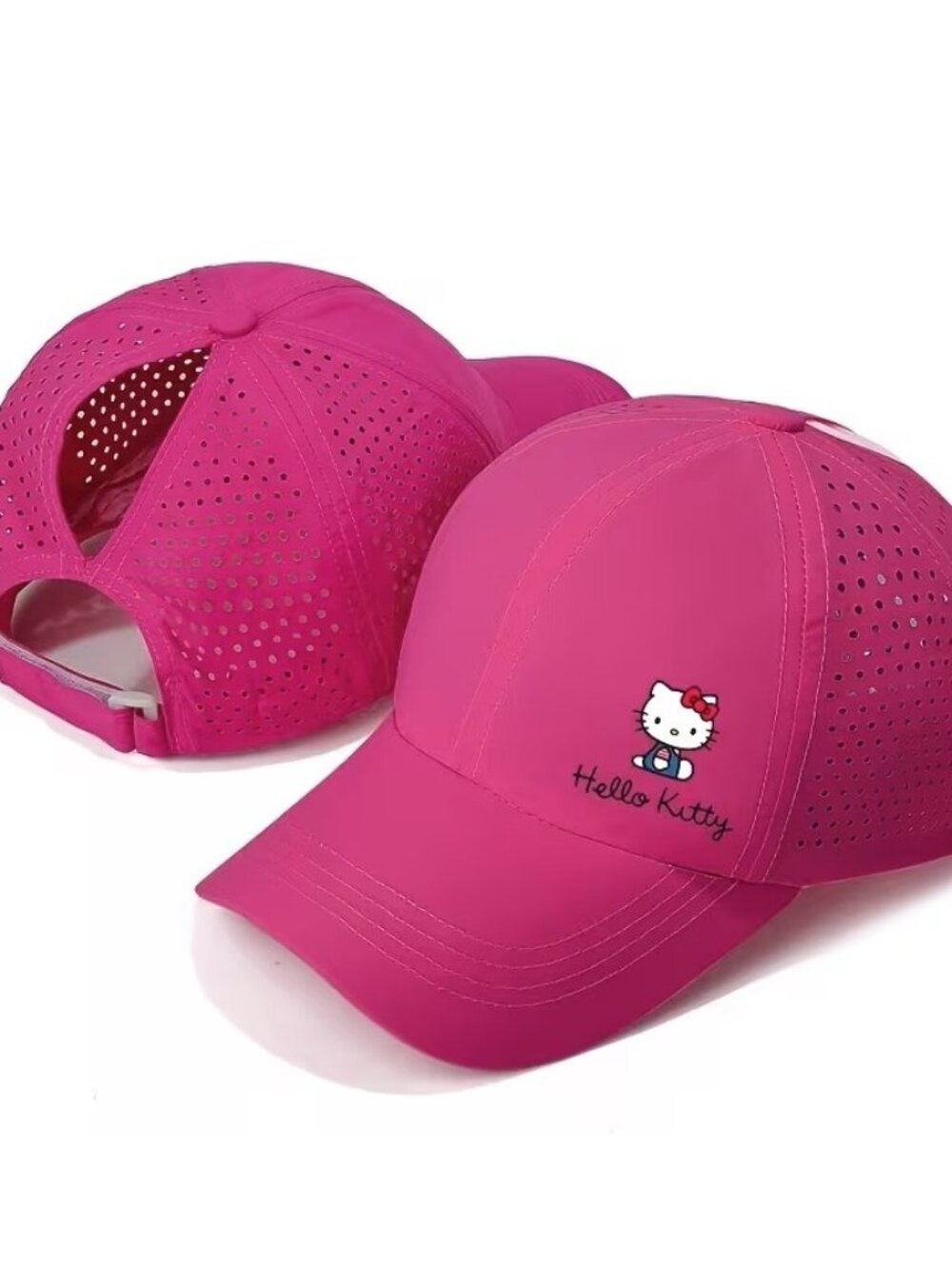 HELLO KITTY Women's Pink Mesh Baseball Cap with Ponytail Hole - NEW NWOT - Picture 1 of 6